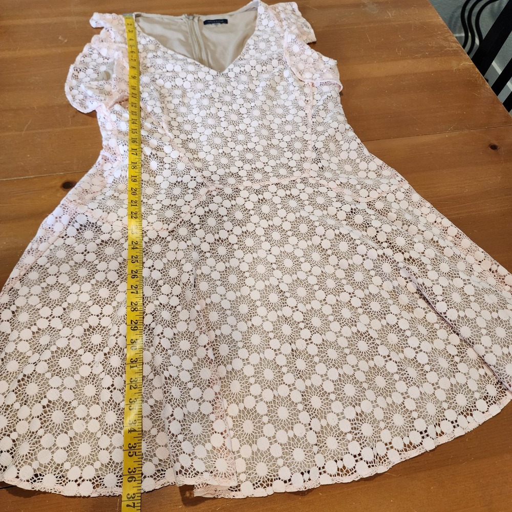Tommy Hilfiger Fit Flare Dress Womens 14 Pink Lace Wedding Guest Brunch Shower - Picture 8 of 10